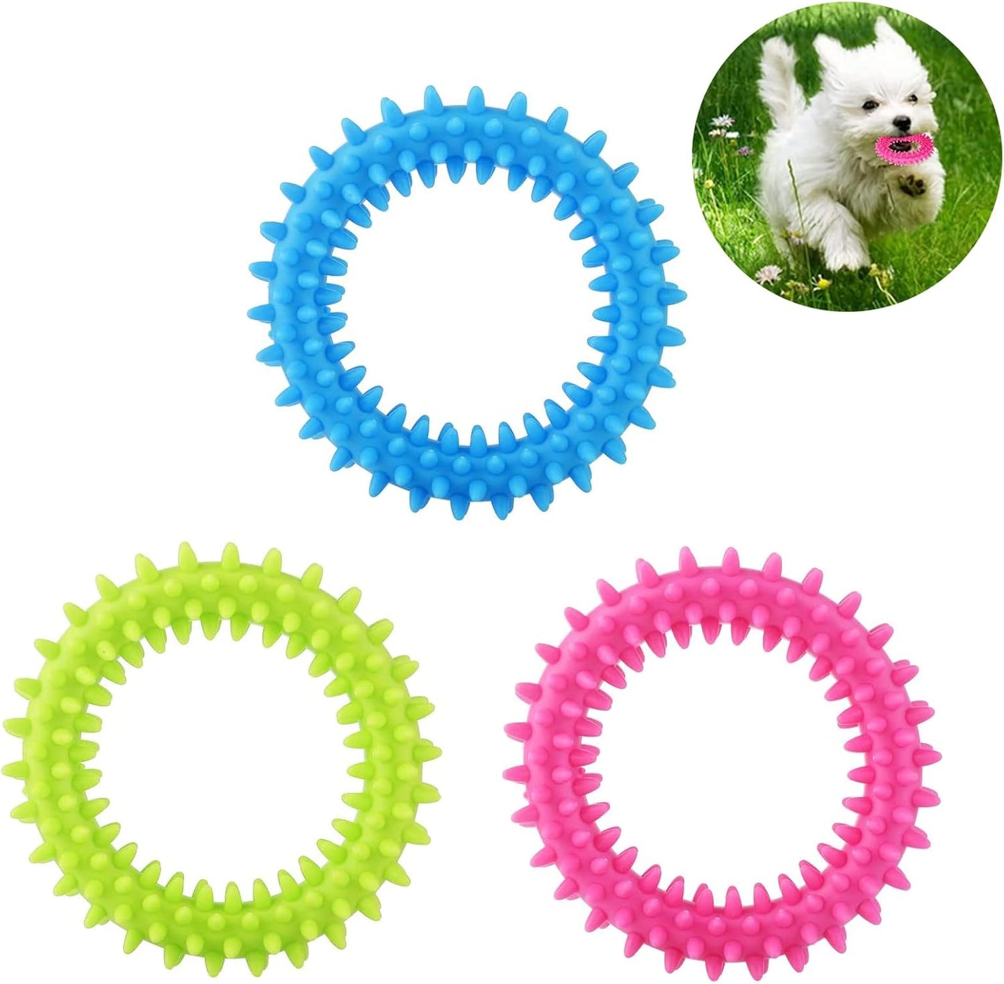 3Pcs Welpe Zähne Kauen Spielzeug Naturkautschuk Spielzeug Kleiner Hund Ring 360° Oral Zähne Beruhigen Jucken Welpe Kauen Für Mittlere Kleine Hunde